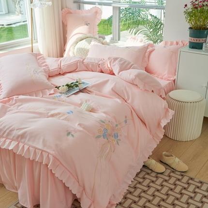 包小包2024春夏直播新款韩版花熙系列臻丝棉四件套花熙浅粉提供买家秀