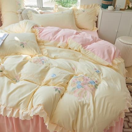 91家纺网 家纺一手货源 找家纺 包小包2024春夏直播新韩版花熙系列臻丝棉四件套花熙芝芝桃桃提供买家秀