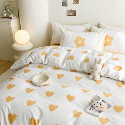 91家纺网 家纺一手货源 找家纺 顾里 2023新款爱心全棉系列 黄爱心