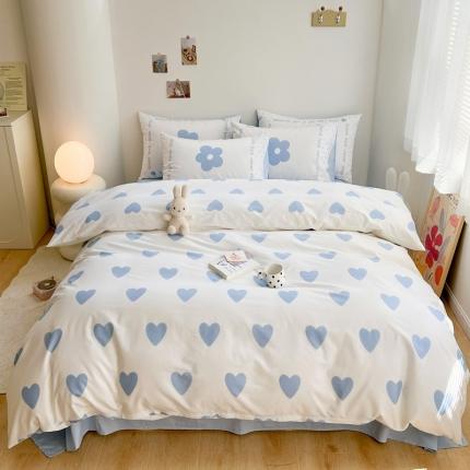 91家纺网 家纺一手货源 找家纺 顾里 2023新款爱心全棉系列 蓝爱心