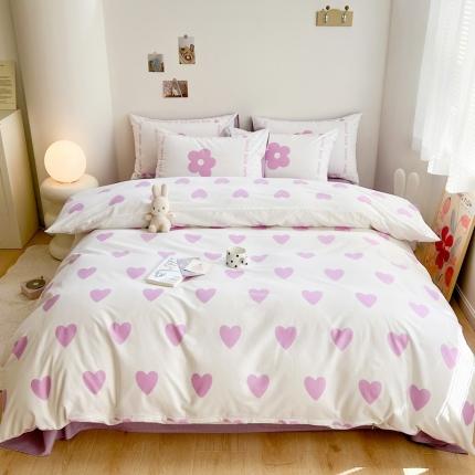 91家纺网 家纺一手货源 找家纺 顾里 2023新款爱心全棉系列 紫爱心