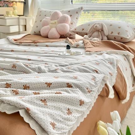 91家纺网 家纺一手货源 找家纺 （总）塔塔 2025新款法式田园全棉针织棉花边印花夏被