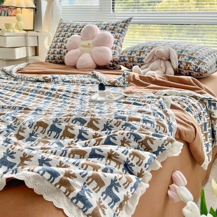 91家纺网 家纺一手货源 找家纺 （总）塔塔 2025新款法式田园全棉针织棉花边印花夏被