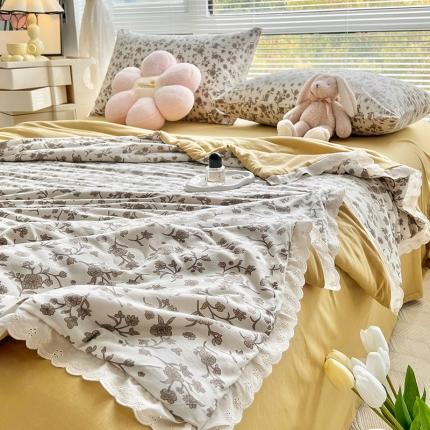 91家纺网 家纺一手货源 找家纺 （总）塔塔 2025新款法式田园全棉针织棉花边印花夏被