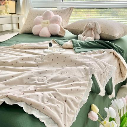 91家纺网 家纺一手货源 找家纺 （总）塔塔 2025新款法式田园全棉针织棉花边印花夏被