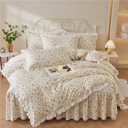 91家纺网 家纺一手货源 找家纺 （总）十个点2024新款初遇系列 全棉床裙小清新四件套