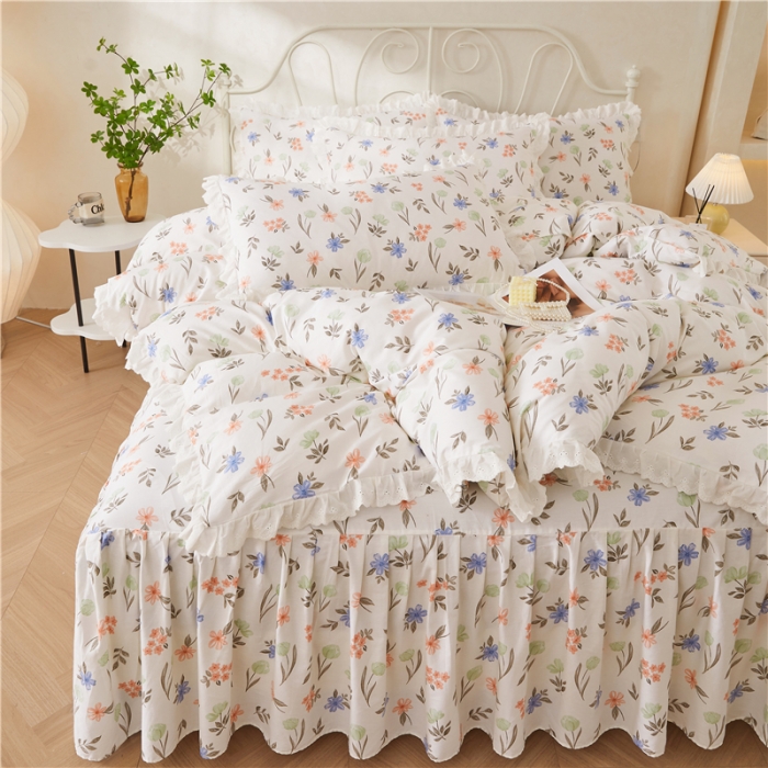 91家纺网 家纺一手货源 找家纺 （总）十个点2024新款初遇系列 全棉床裙小清新四件套