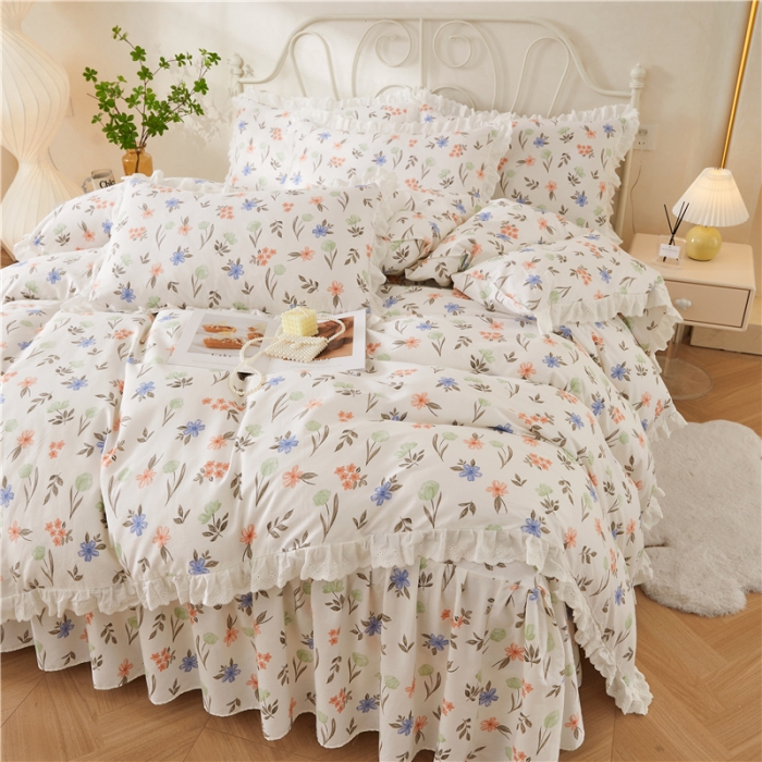 91家纺网 家纺一手货源 找家纺 （总）十个点2024新款初遇系列 全棉床裙小清新四件套