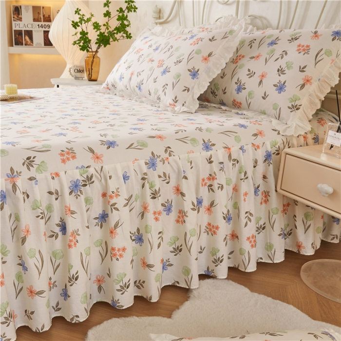 91家纺网 家纺一手货源 找家纺 （总）十个点2024新款初遇系列 全棉床裙小清新四件套