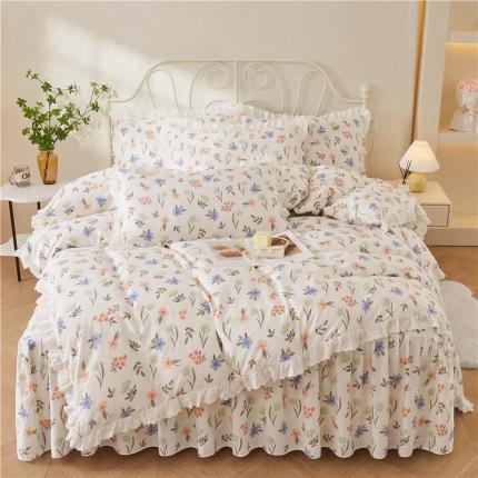 （总）十个点2024新款初遇系列 全棉床裙小清新四件套