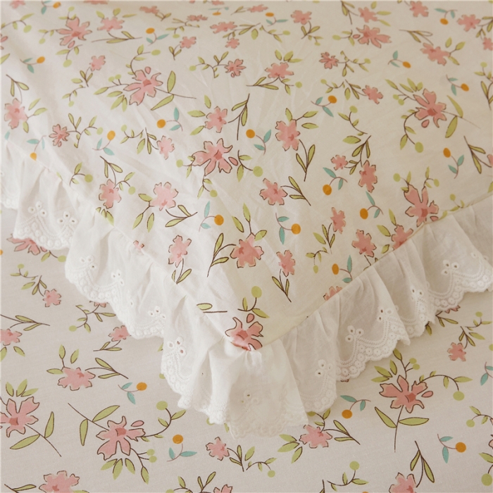 91家纺网 家纺一手货源 找家纺 十个点2024新款初遇系列 全棉床裙小清新四件套 点点星愿