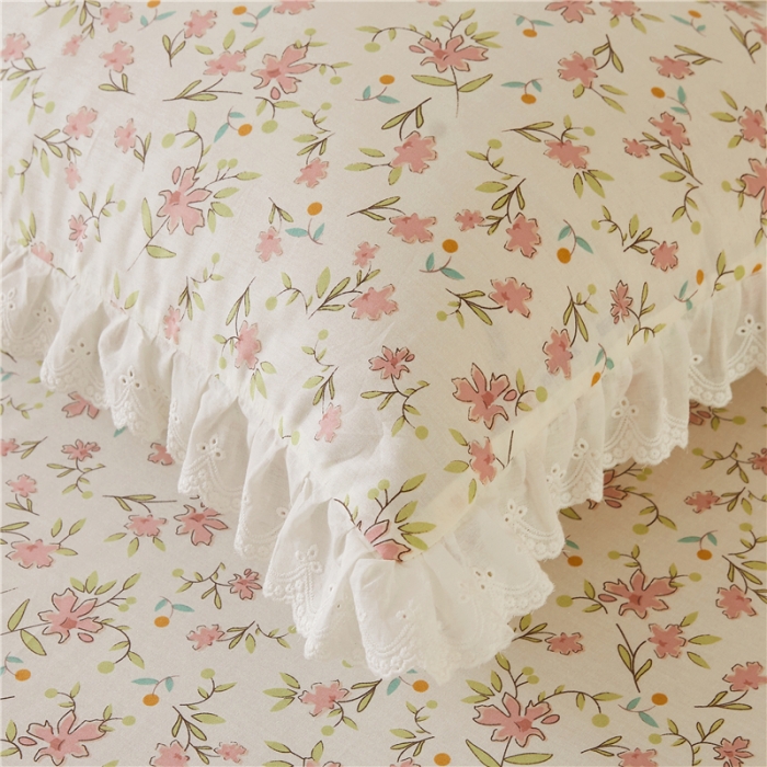 91家纺网 家纺一手货源 找家纺 十个点2024新款初遇系列 全棉床裙小清新四件套 点点星愿