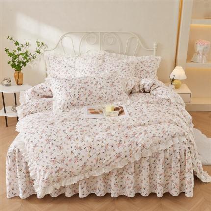 十个点2024新款初遇系列 全棉床裙小清新四件套 好事花生