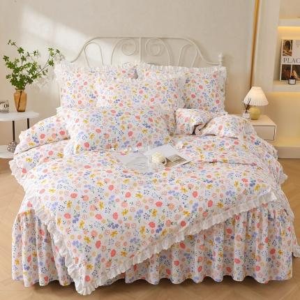 91家纺网 家纺一手货源 找家纺 （总）十个点2024新款初遇系列 全棉床裙小清新四件套