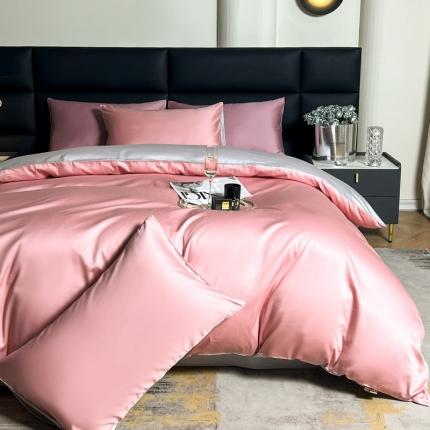 莱阁亿 2023新款高支高密新疆长绒棉四件套 藕粉+奥丁灰