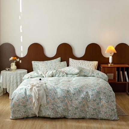 91家纺网 家纺一手货源 找家纺 （总）荣轩家居 2023新款A类全棉双层纱印花四件套