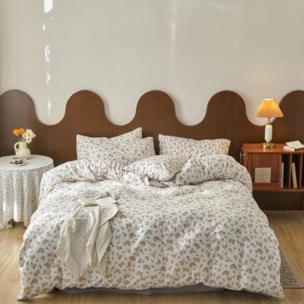 91家纺网 家纺一手货源 找家纺 荣轩家居 2023新款A类全棉双层纱印花四件套浮岚