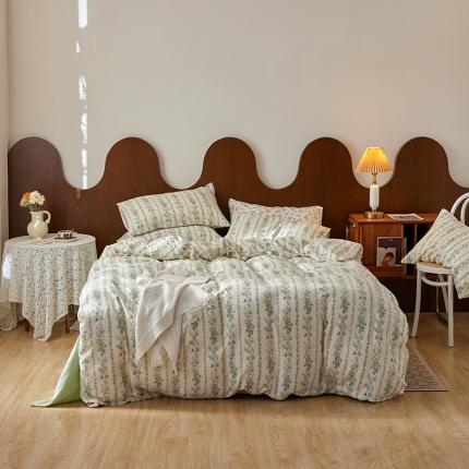 荣轩家居 2023新款A类全棉双层纱印花四件套茹初