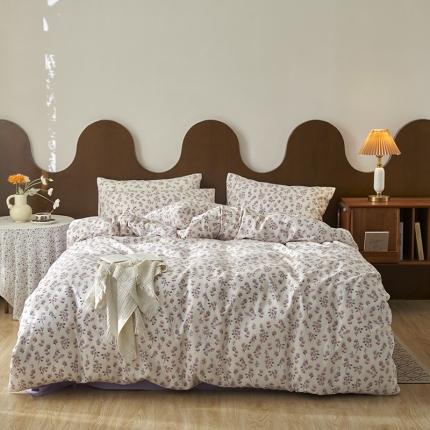 91家纺网 家纺一手货源 找家纺 荣轩家居 2023新款A类全棉双层纱印花四件套莹朵