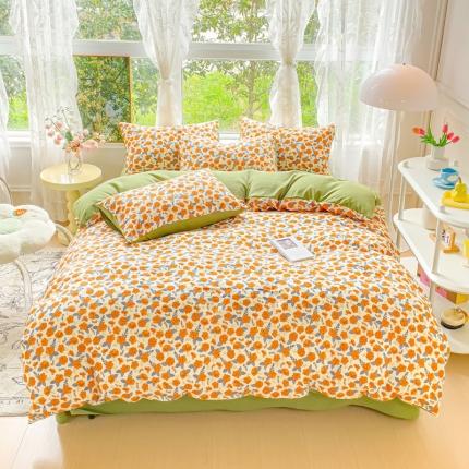 91家纺网 家纺一手货源 找家纺 (总）米瑞娜 2024新款春夏105克双层纱水洗棉麻印花四件套 