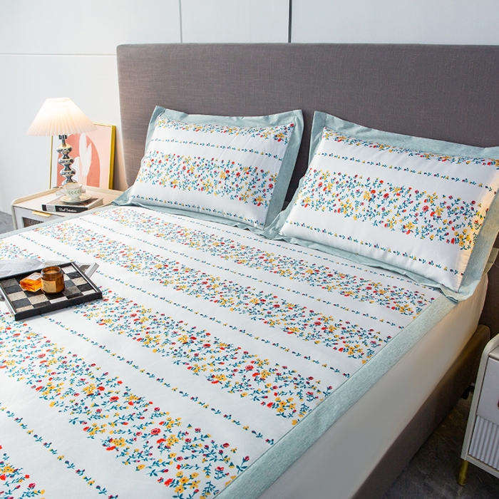 91家纺网 家纺一手货源 找家纺 简宜家居 2023新款冰丝复合席子 黄赤梅