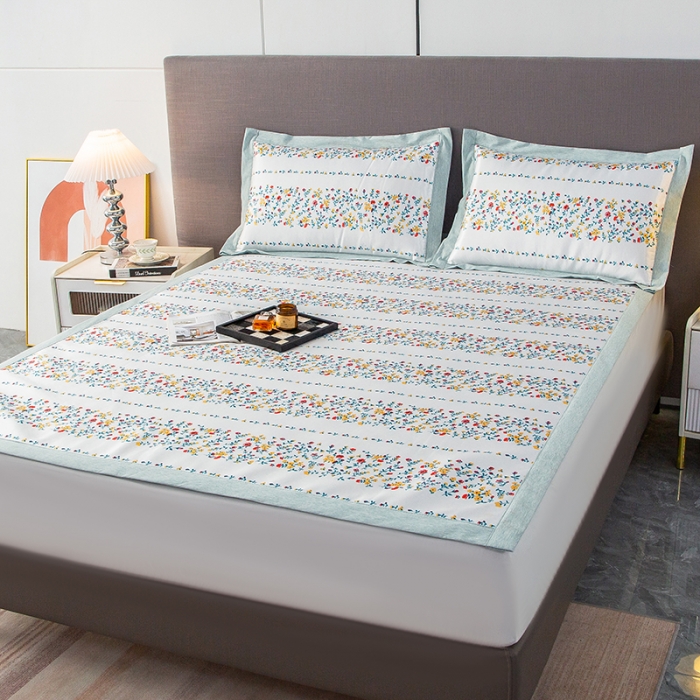 91家纺网 家纺一手货源 找家纺 简宜家居 2023新款冰丝复合席子 黄赤梅