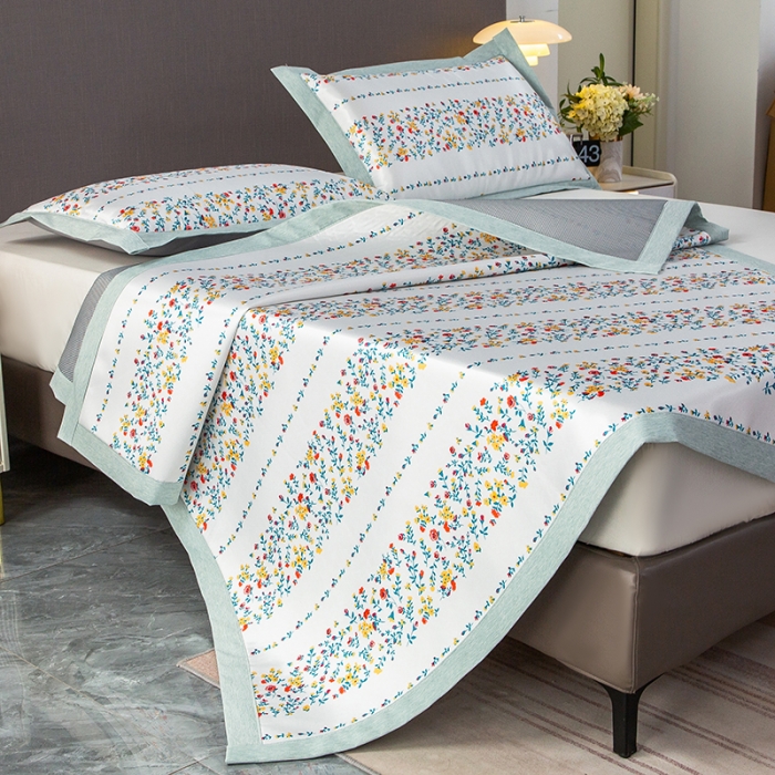 91家纺网 家纺一手货源 找家纺 简宜家居 2023新款冰丝复合席子 黄赤梅