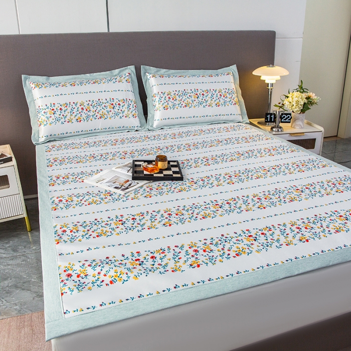 91家纺网 家纺一手货源 找家纺 简宜家居 2023新款冰丝复合席子 黄赤梅