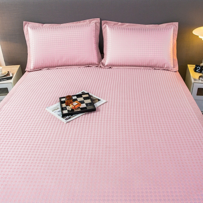 91家纺网 家纺一手货源 找家纺 简宜家居 2023新款冰丝复合席子 千鸟格 -粉