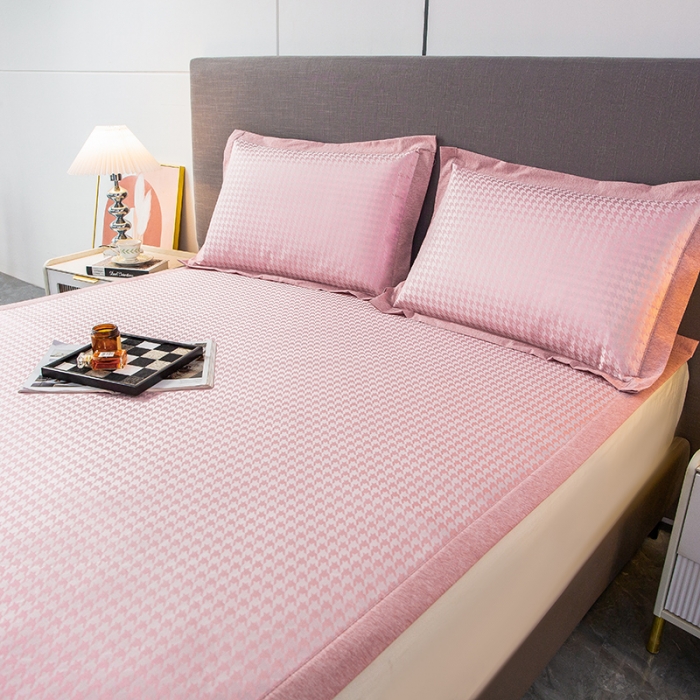 91家纺网 家纺一手货源 找家纺 简宜家居 2023新款冰丝复合席子 千鸟格 -粉