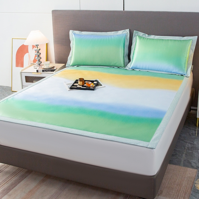 91家纺网 家纺一手货源 找家纺 简宜家居 2023新款冰丝复合席子 炫彩-绿