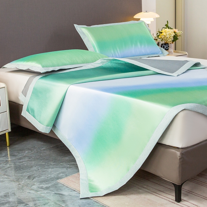 91家纺网 家纺一手货源 找家纺 简宜家居 2023新款冰丝复合席子 炫彩-绿