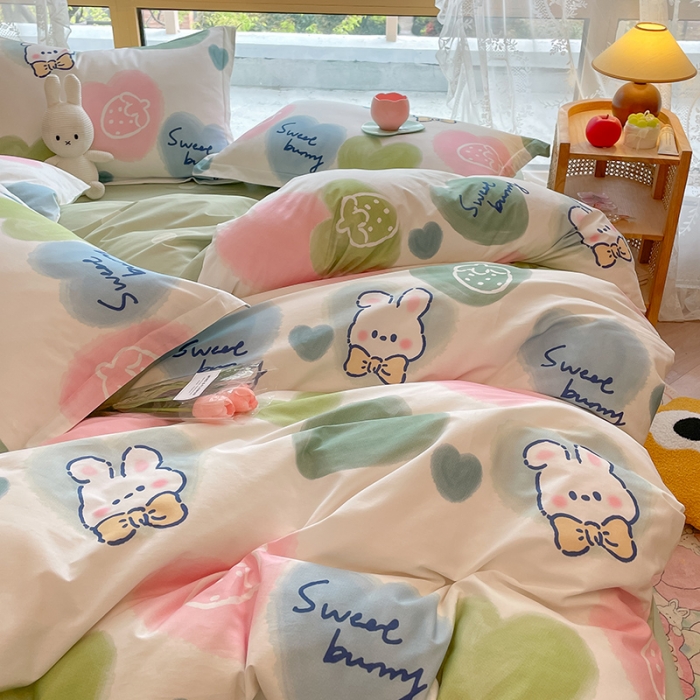 91家纺网 家纺一手货源 找家纺 金鑫汇 2023新花型上市喷气面料全棉四件套心心念念