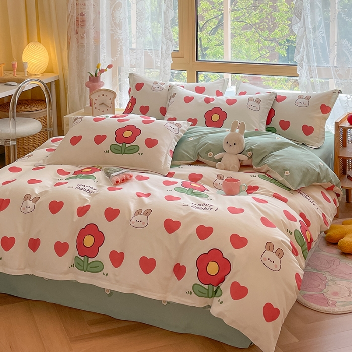 91家纺网 家纺一手货源 找家纺 金鑫汇 2023新花型上市喷气面料全棉四件套初暖