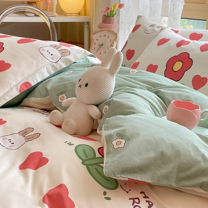 91家纺网 家纺一手货源 找家纺 金鑫汇 2023新花型上市喷气面料全棉四件套初暖