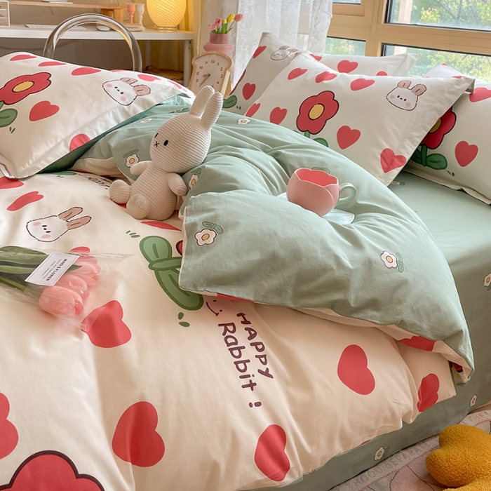 91家纺网 家纺一手货源 找家纺 金鑫汇 2023新花型上市喷气面料全棉四件套初暖