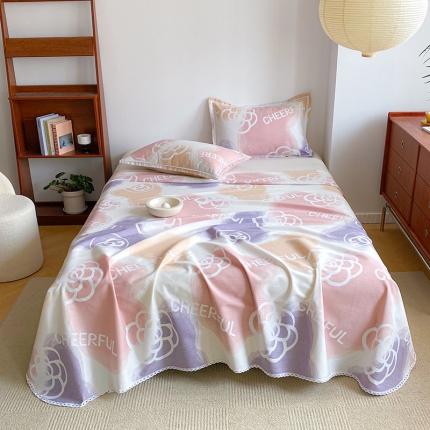 91家纺网 家纺一手货源 找家纺 （总）萌宝 2025老粗布新款纯棉细纱三枚缎卡帆布花边款软凉席床单提供买家秀