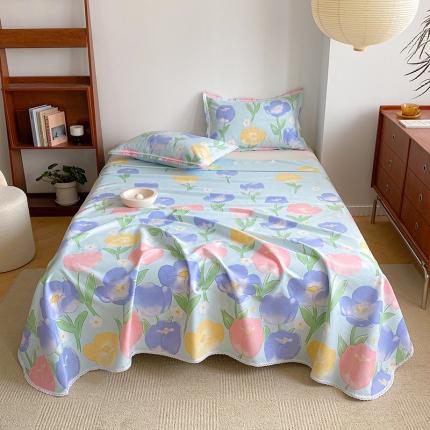 91家纺网 家纺一手货源 找家纺 （总）萌宝 2025老粗布新款纯棉细纱三枚缎卡帆布花边款软凉席床单提供买家秀