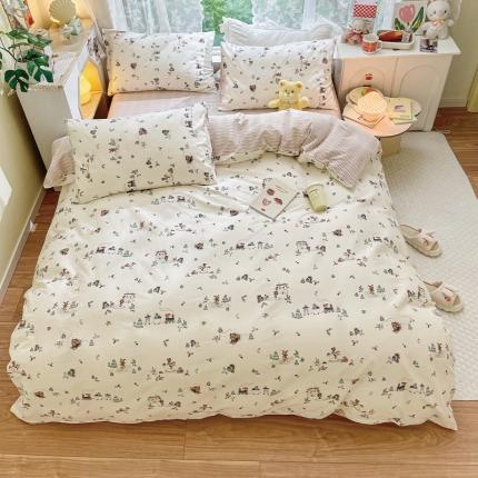 91家纺网 家纺一手货源 找家纺 瑞莱 2023春夏新款全棉印花四件套-卡通系列（第二批）闲情逸趣