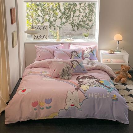 91家纺网 家纺一手货源 找家纺 （总）帅露 2023新款长绒棉数码大版印花居家风四件套