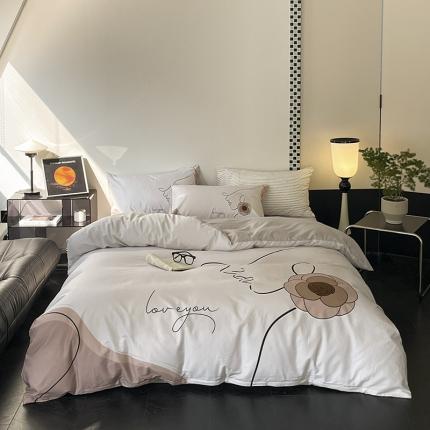 91家纺网 家纺一手货源 找家纺 （总）帅露 2023新款长绒棉数码大版印花居家风四件套