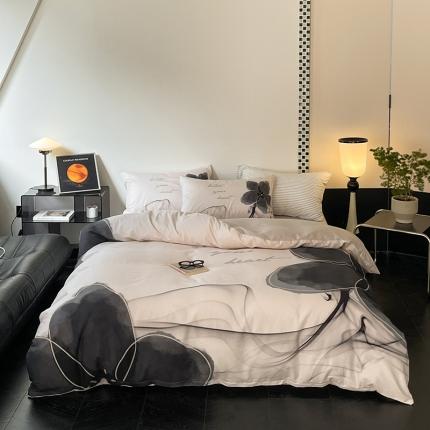 91家纺网 家纺一手货源 找家纺 （总）帅露 2023新款长绒棉数码大版印花居家风四件套