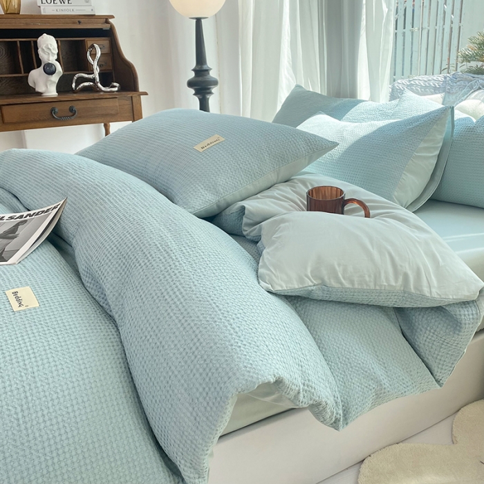 91家纺网 家纺一手货源 找家纺 （总）澳梵家居 2023新品全棉华夫格四件套