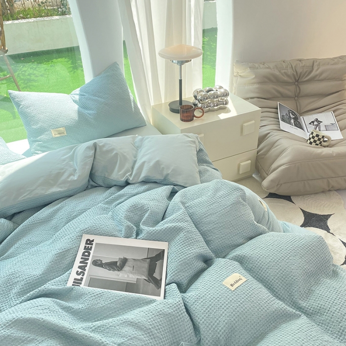 91家纺网 家纺一手货源 找家纺 （总）澳梵家居 2023新品全棉华夫格四件套