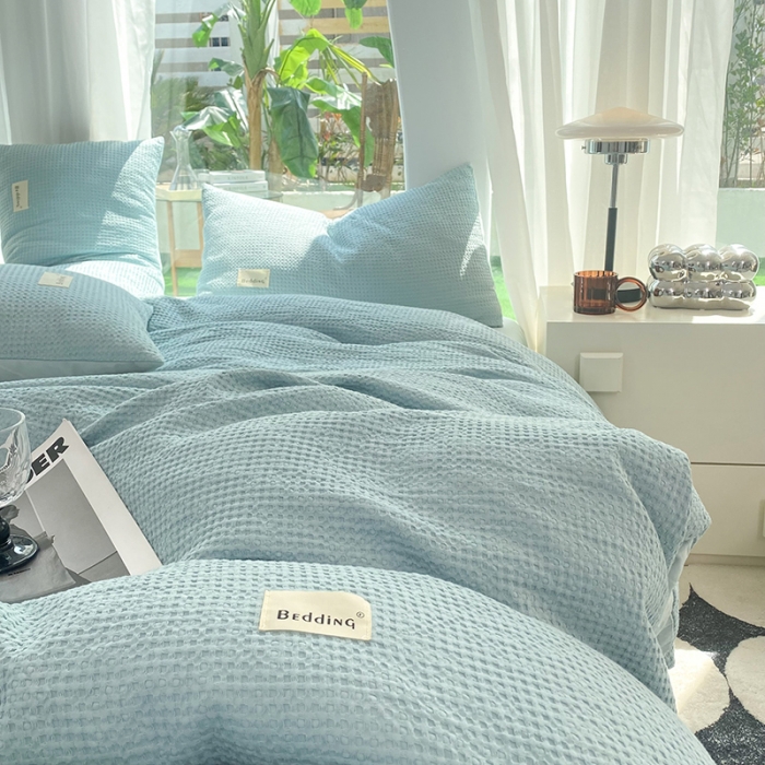 91家纺网 家纺一手货源 找家纺 （总）澳梵家居 2023新品全棉华夫格四件套