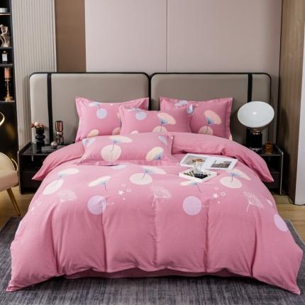 91家纺网 家纺一手货源 找家纺 凌鼎 2025新款喷气加厚磨毛四件套系列1幻羽-粉