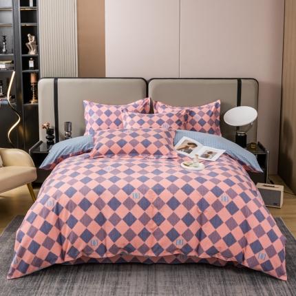 91家纺网 家纺一手货源 找家纺 凌鼎 2025新款喷气加厚磨毛四件套系列1克洛尼-粉