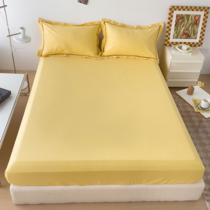 91家纺网 家纺一手货源 找家纺 （总）2025床笠全棉纯色床笠双拼简约床笠三件套可定制