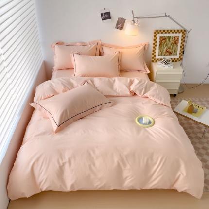 91家纺网 家纺一手货源 找家纺 总2025新款40长绒棉13372全棉纯色酒店宾馆民宿学生三件套单品被套（可定制）