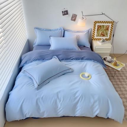 91家纺网 家纺一手货源 找家纺 总2025新款40长绒棉13372全棉纯色酒店宾馆民宿学生三件套单品被套（可定制）